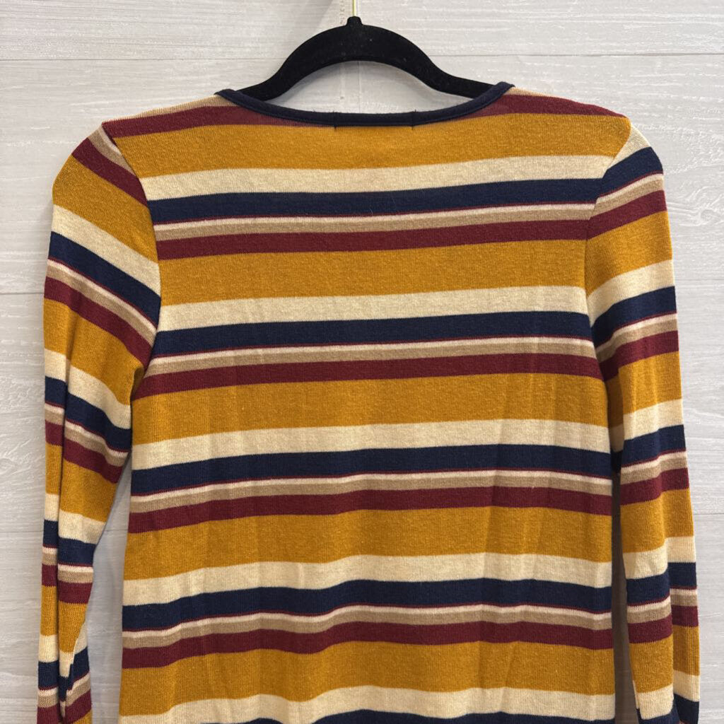 Gaze Yellow/ Navy Striped Knit Long Sleeve Top Extra Small