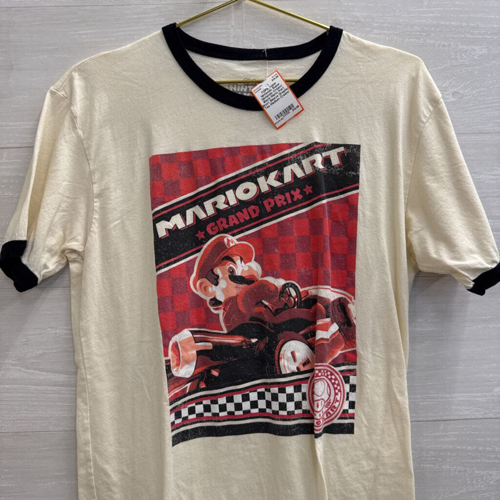 Super Nintendo Cream/ Black Mario Kart Short Sleeve Graphic Tee Medium