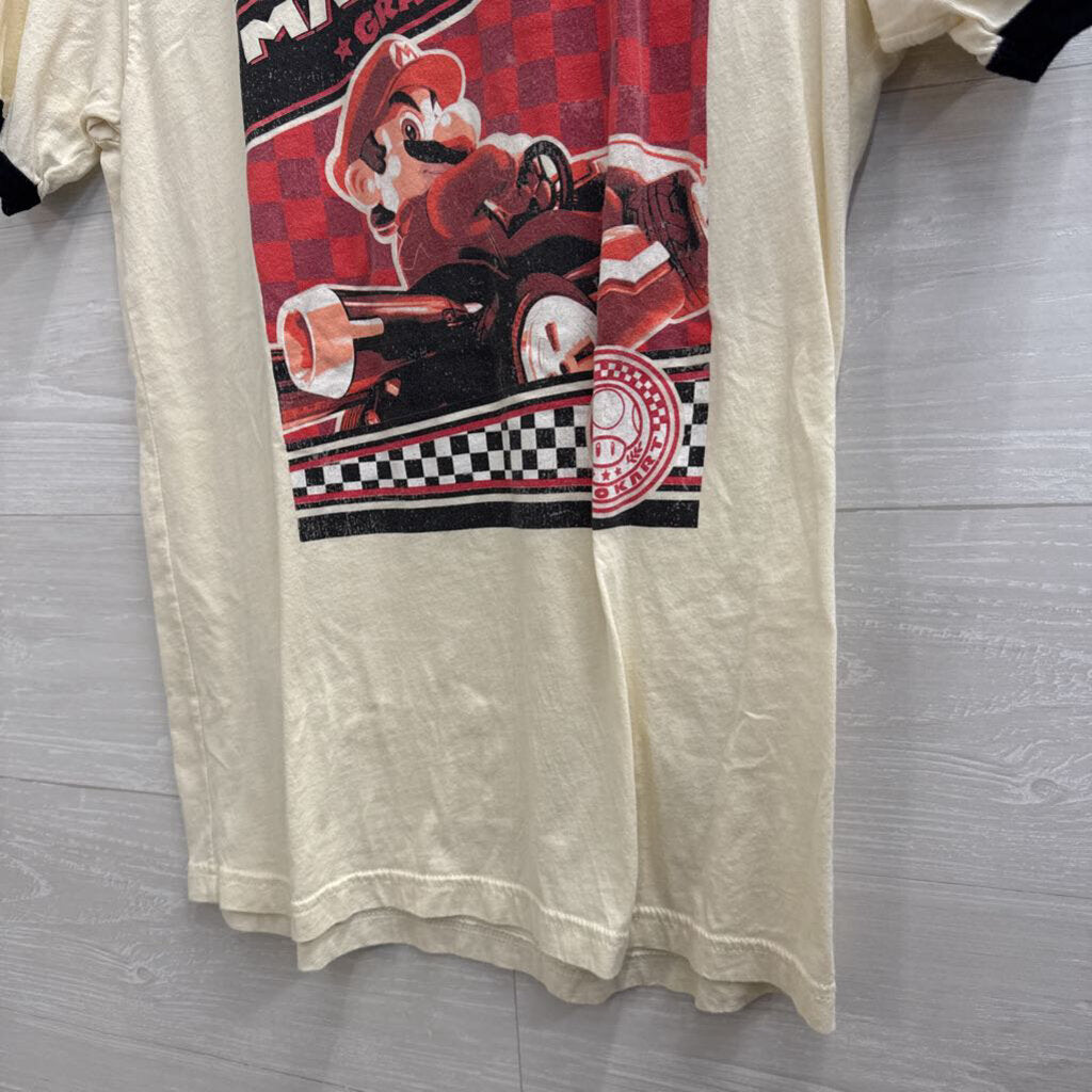 Super Nintendo Cream/ Black Mario Kart Short Sleeve Graphic Tee Medium