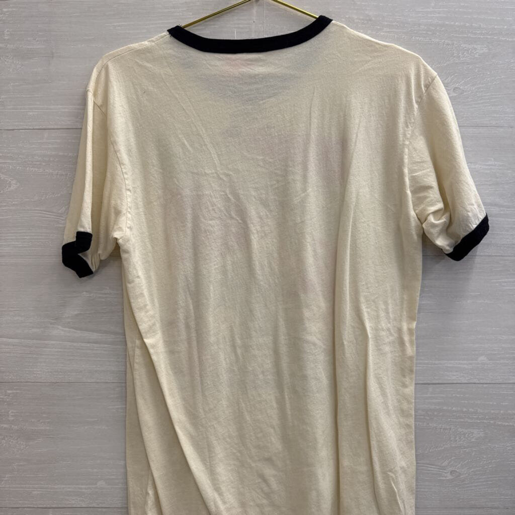 Super Nintendo Cream/ Black Mario Kart Short Sleeve Graphic Tee Medium