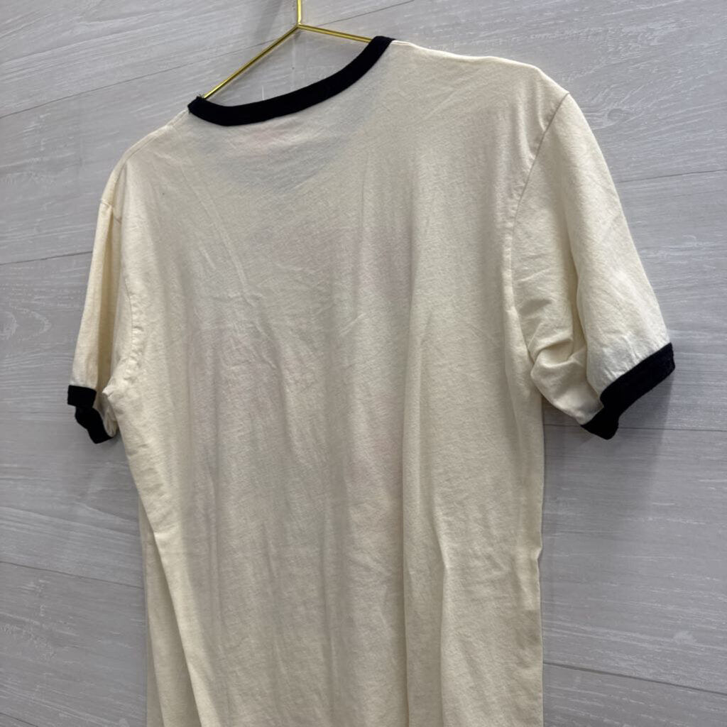 Super Nintendo Cream/ Black Mario Kart Short Sleeve Graphic Tee Medium