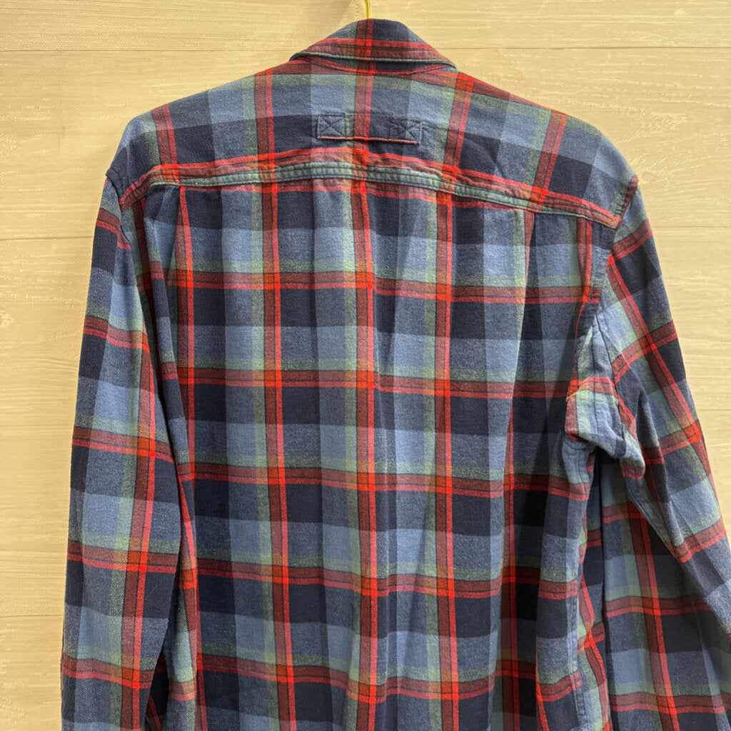 Duluth Blue/ Red Plaid Long Sleeve Button Down Top Medium