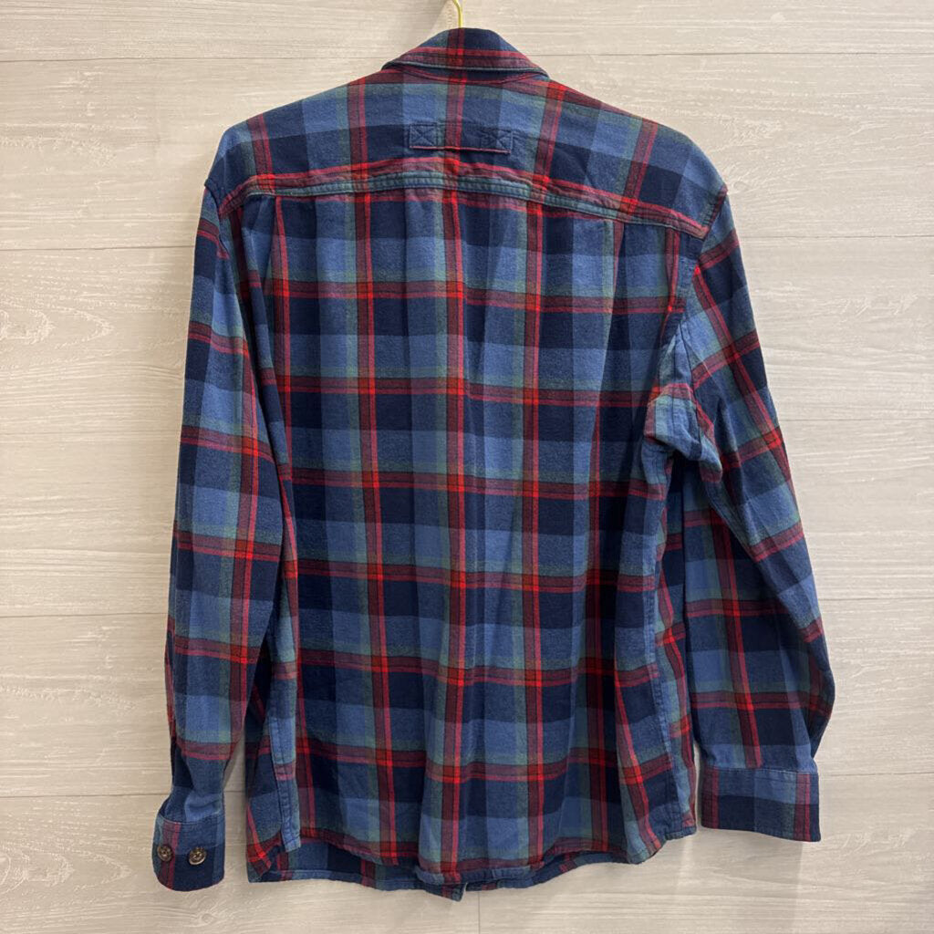 Duluth Blue/ Red Plaid Long Sleeve Button Down Top Medium