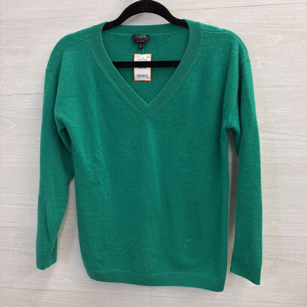 Talbots Green Pure Cashmere Long Sleeve Sweater Top Medium Petite