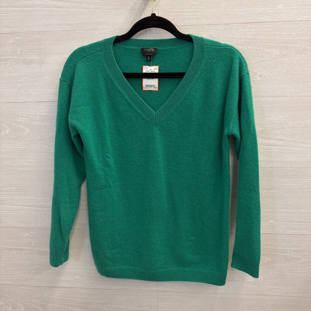 Talbots Green Pure Cashmere Long Sleeve Sweater Top Medium Petite