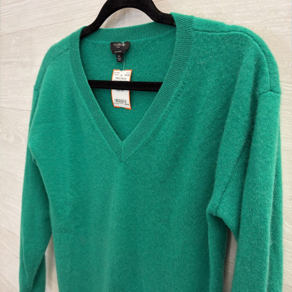 Talbots Green Pure Cashmere Long Sleeve Sweater Top Medium Petite