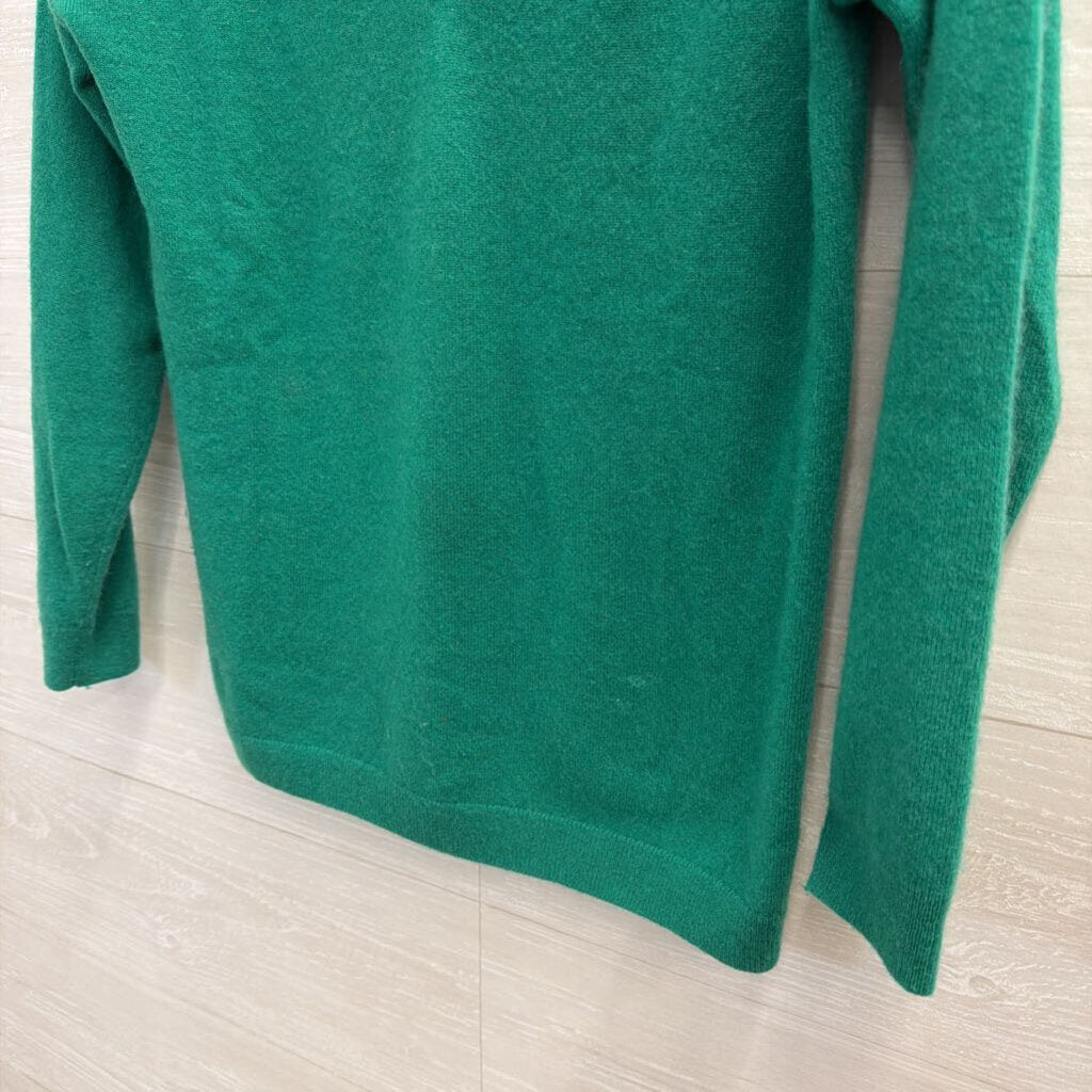 Talbots Green Pure Cashmere Long Sleeve Sweater Top Medium Petite