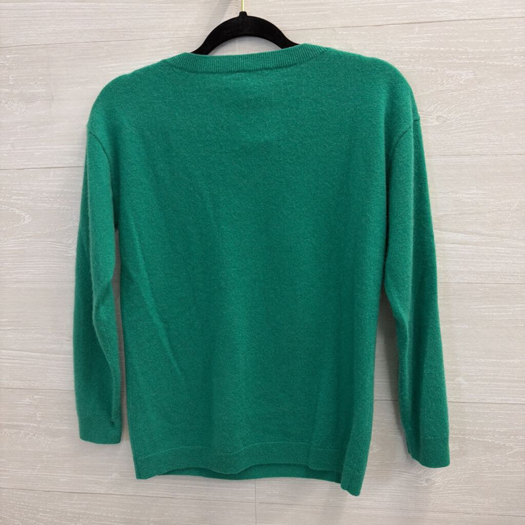 Talbots Green Pure Cashmere Long Sleeve Sweater Top Medium Petite