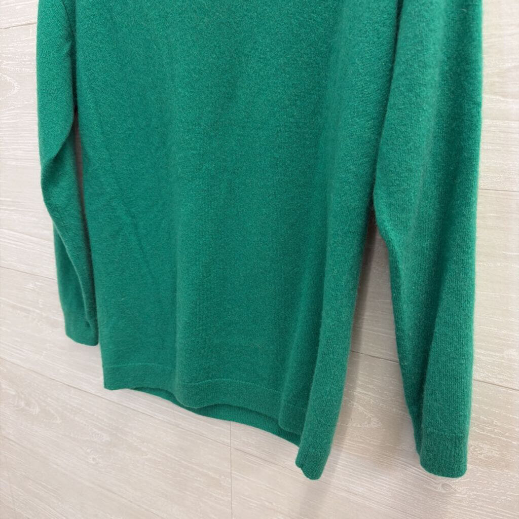 Talbots Green Pure Cashmere Long Sleeve Sweater Top Medium Petite