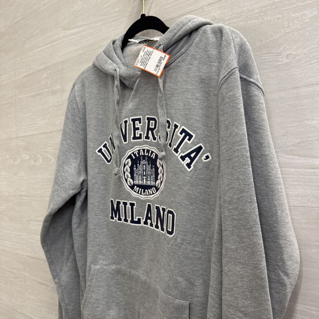 Lemon Collection Grey Universita Milano Hoodie Large