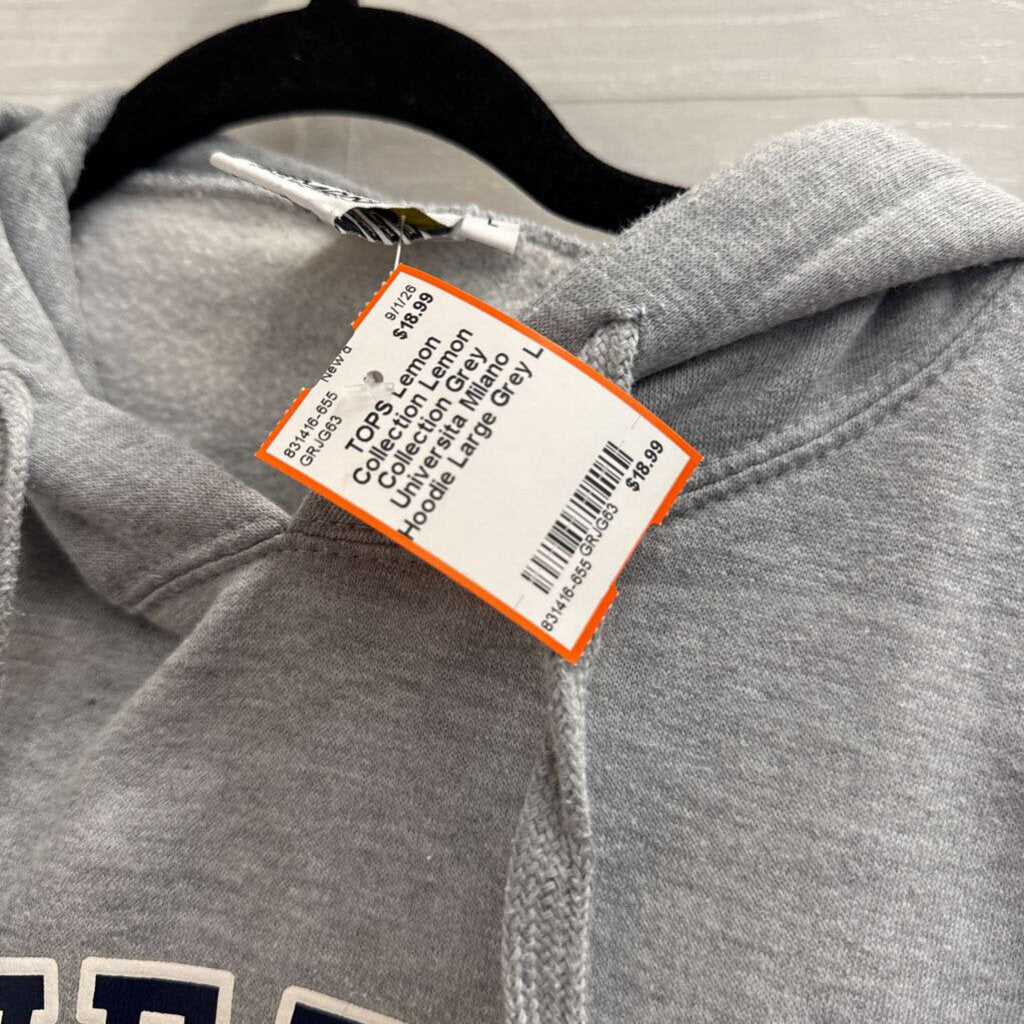 Lemon Collection Grey Universita Milano Hoodie Large