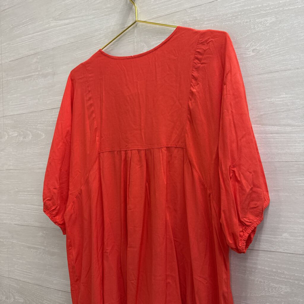 Orange/ Multi Embroidered Long Sleeve Dress Extra Large