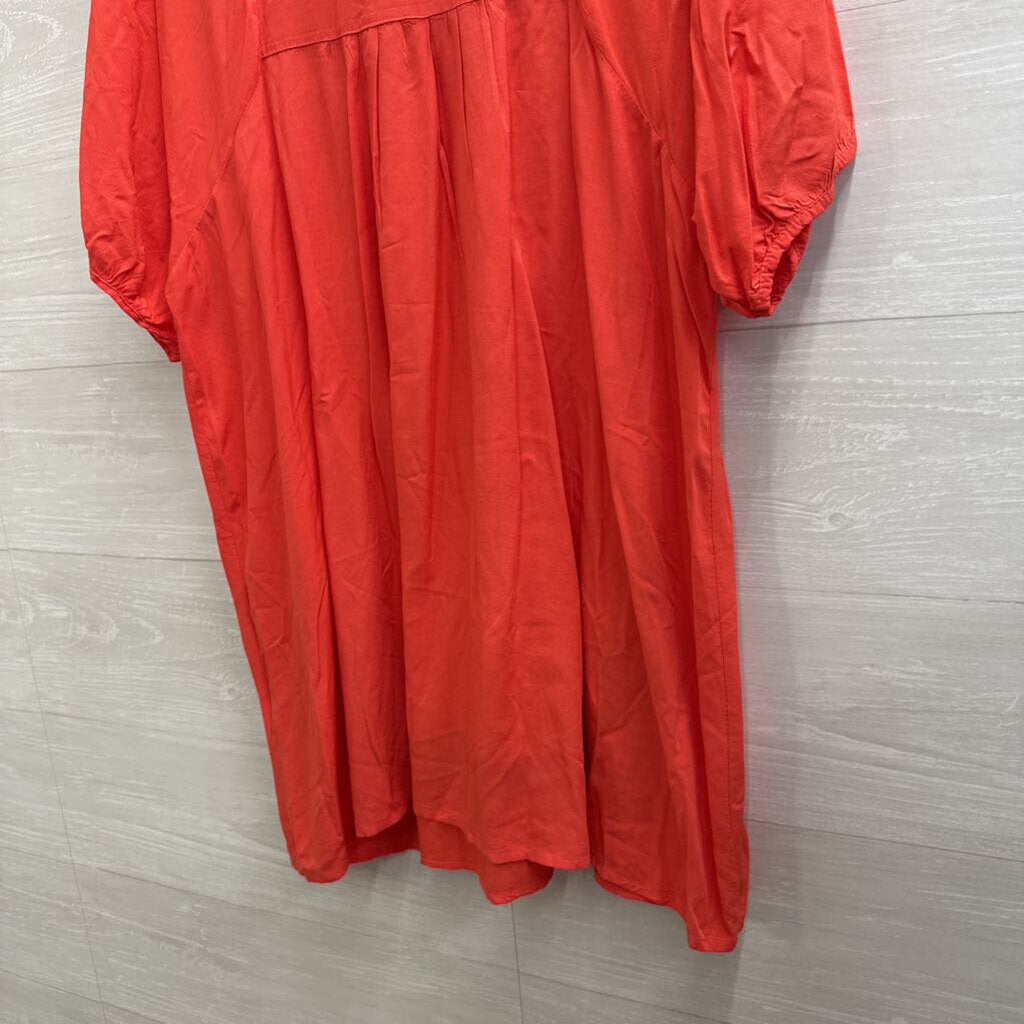 Orange/ Multi Embroidered Long Sleeve Dress Extra Large