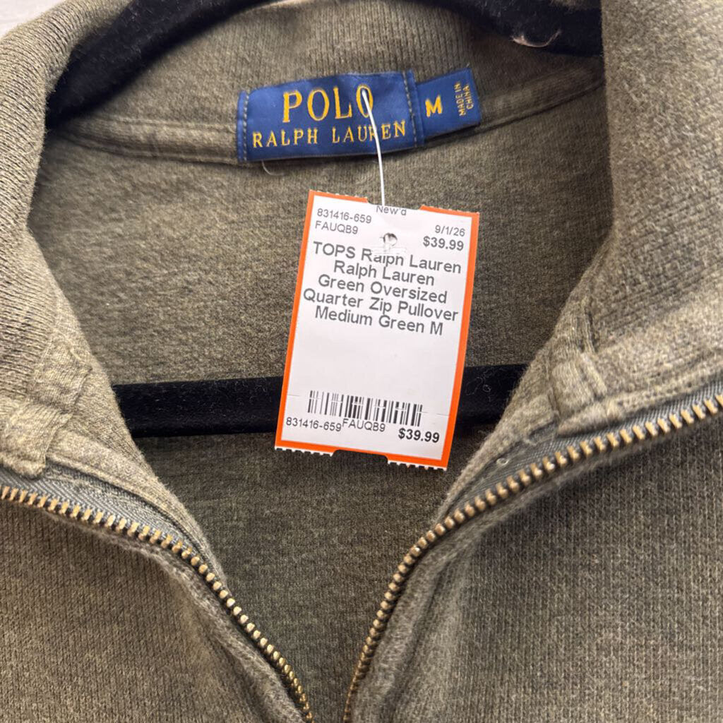 Ralph Lauren Green Oversized Quarter Zip Pullover Medium