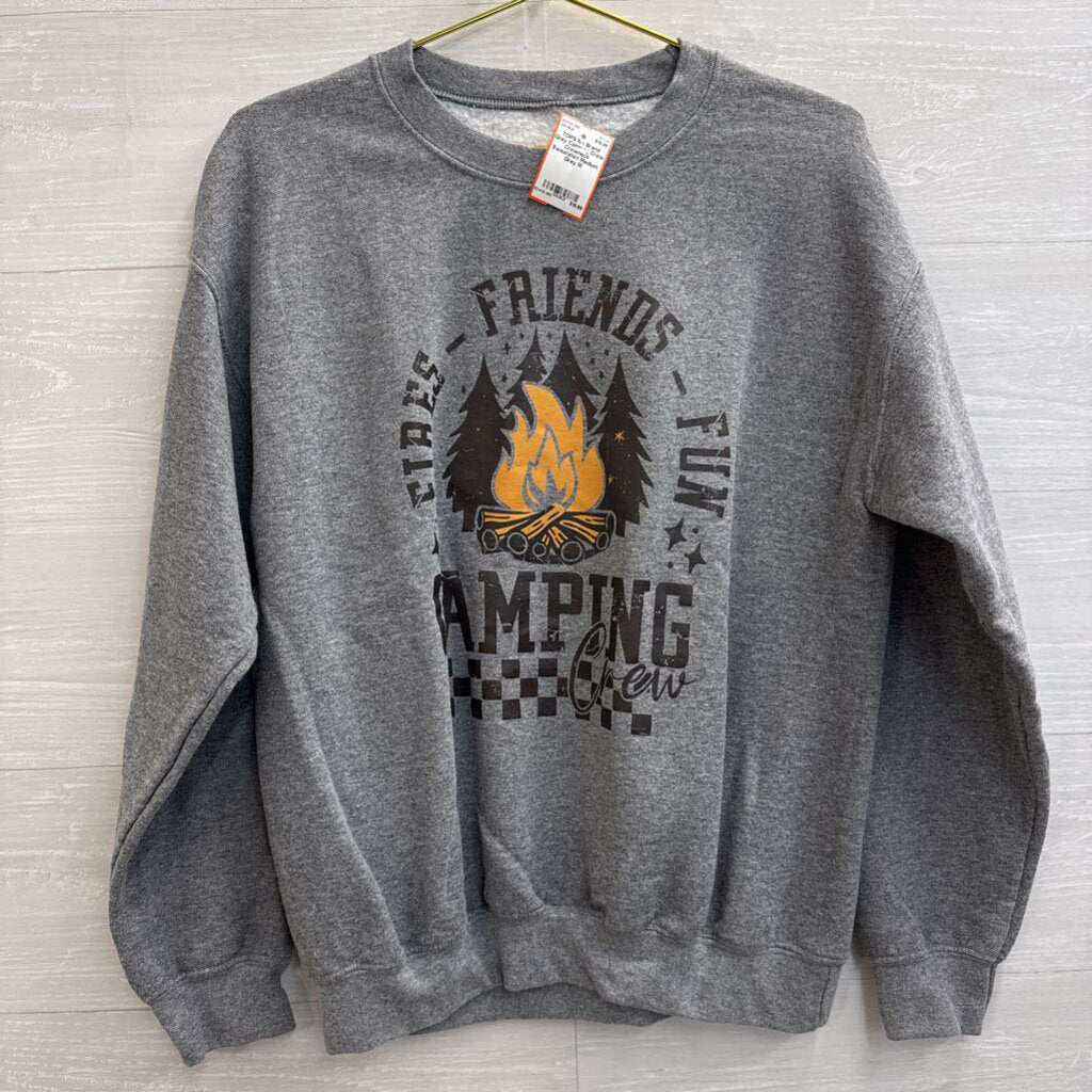 Grey Camping Crew Crewneck Sweatshirt Medium