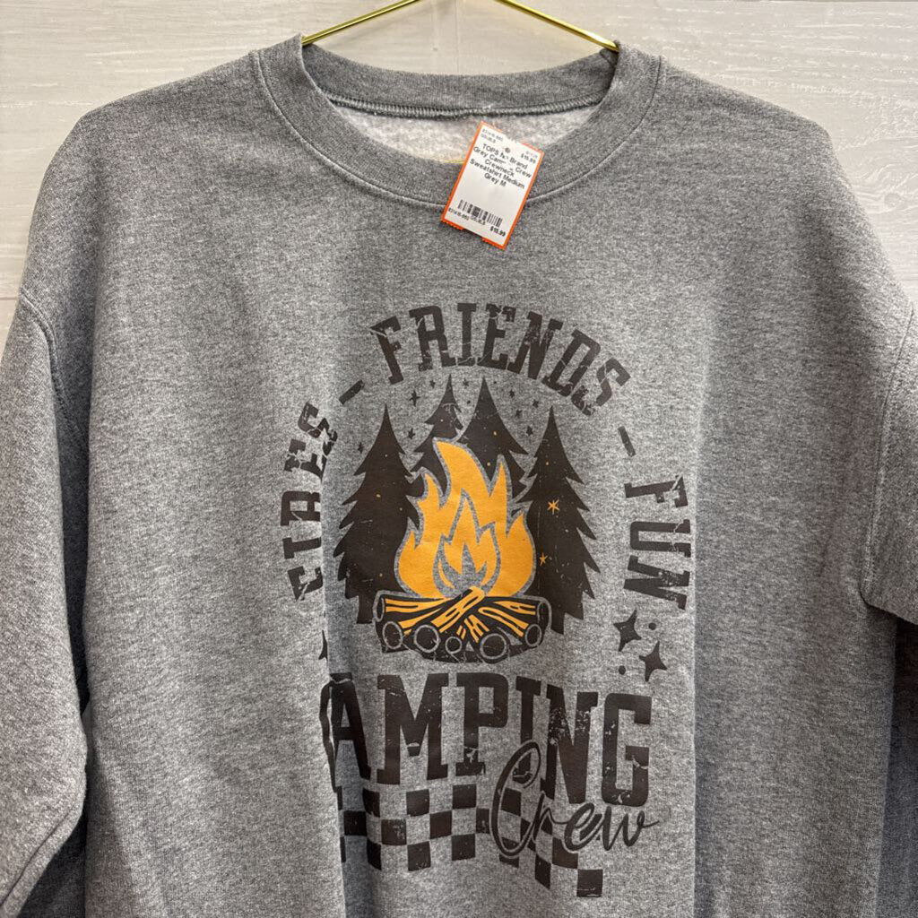 Grey Camping Crew Crewneck Sweatshirt Medium