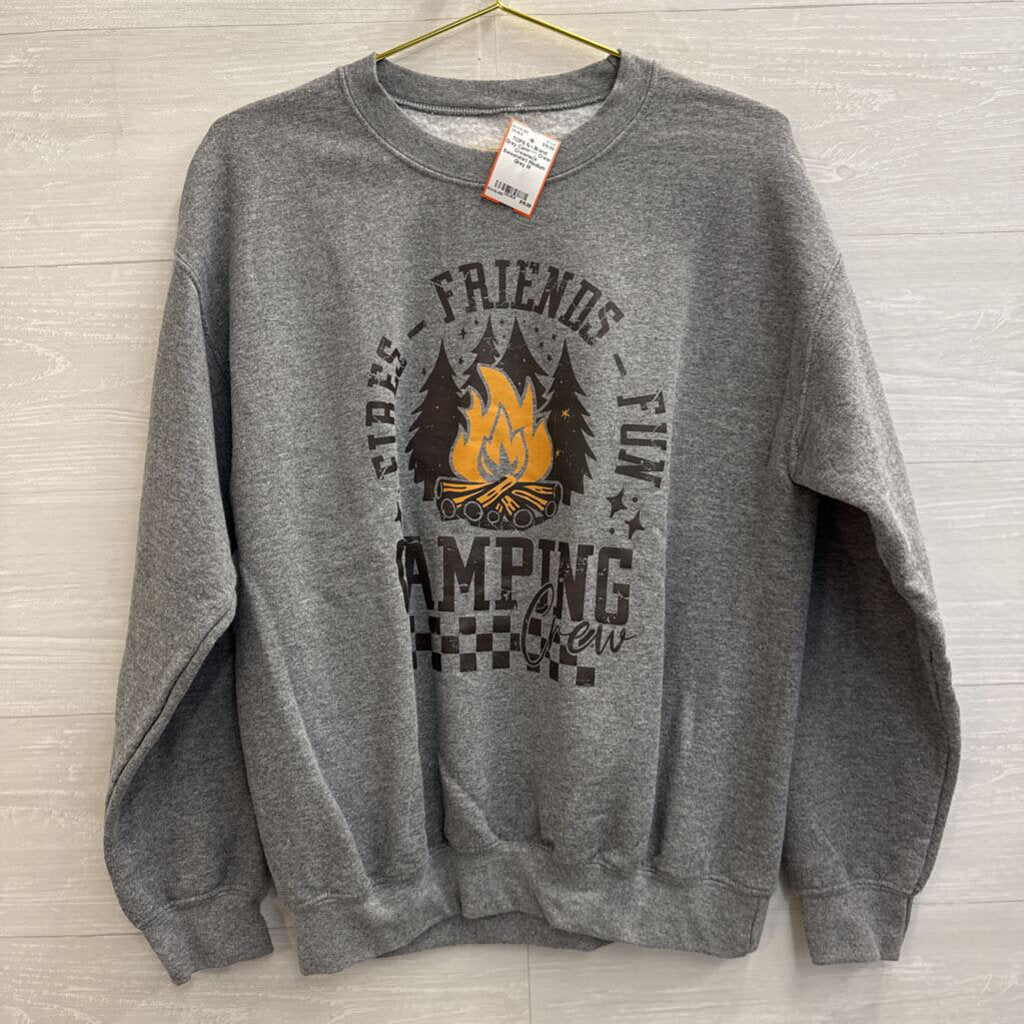 Grey Camping Crew Crewneck Sweatshirt Medium