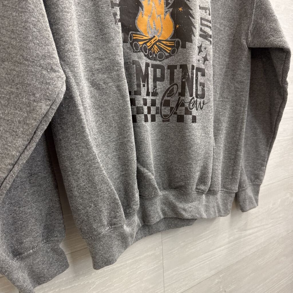 Grey Camping Crew Crewneck Sweatshirt Medium
