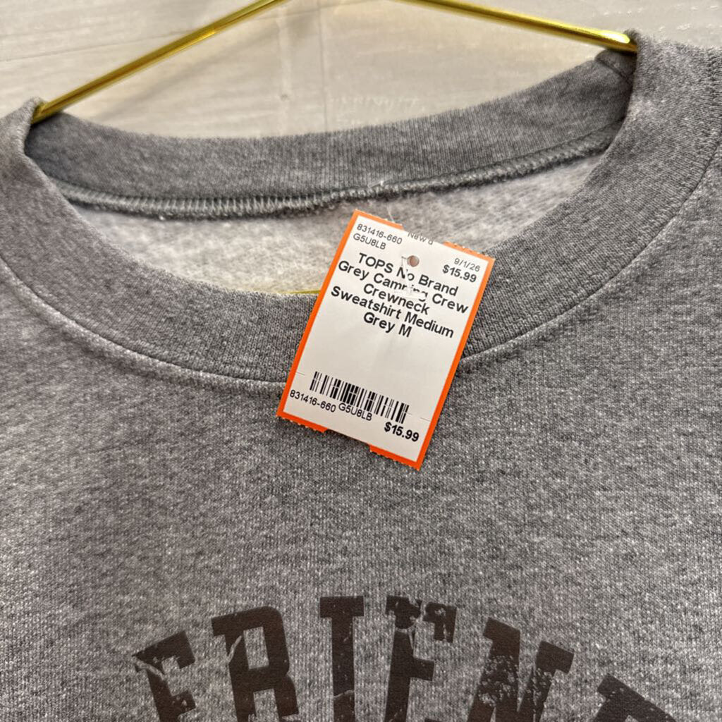 Grey Camping Crew Crewneck Sweatshirt Medium