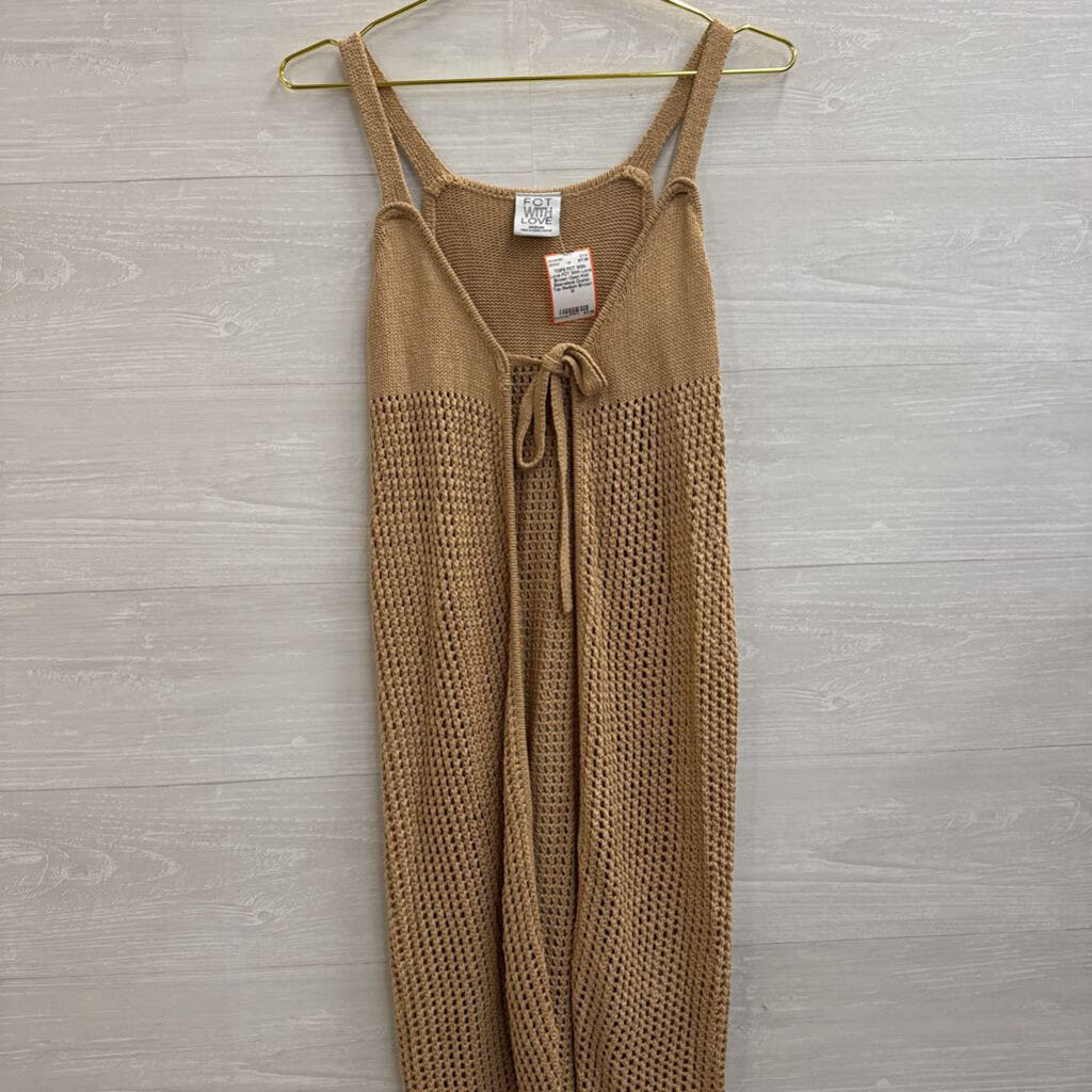 FCT With Love Brown Open Knit Sleeveless Duster Top Medium