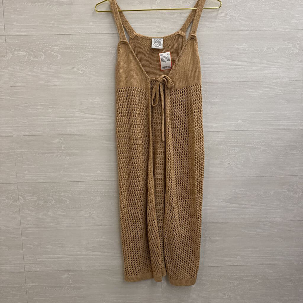 FCT With Love Brown Open Knit Sleeveless Duster Top Medium