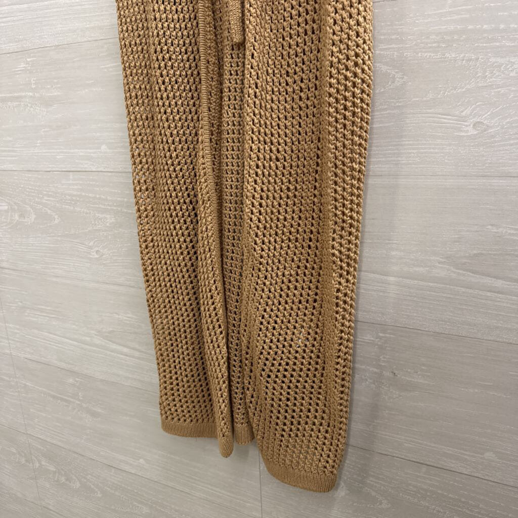 FCT With Love Brown Open Knit Sleeveless Duster Top Medium