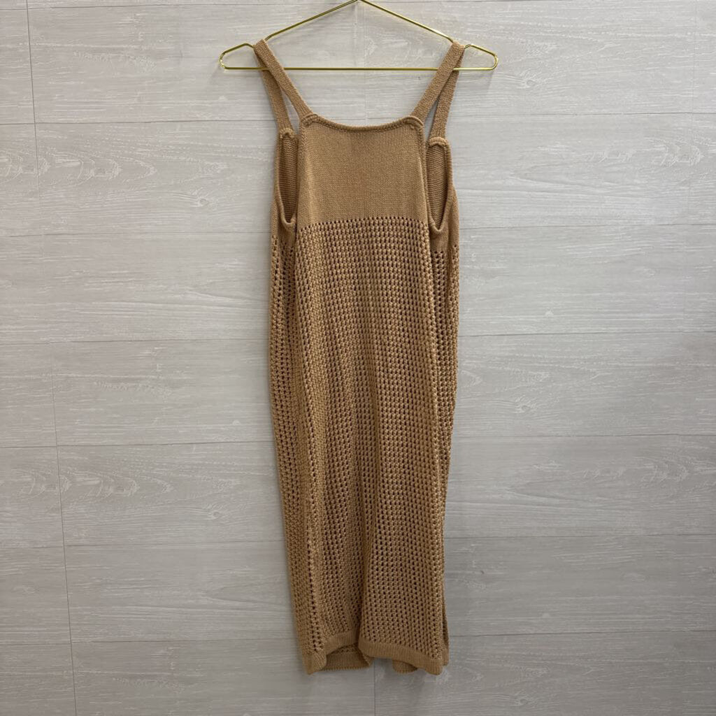 FCT With Love Brown Open Knit Sleeveless Duster Top Medium