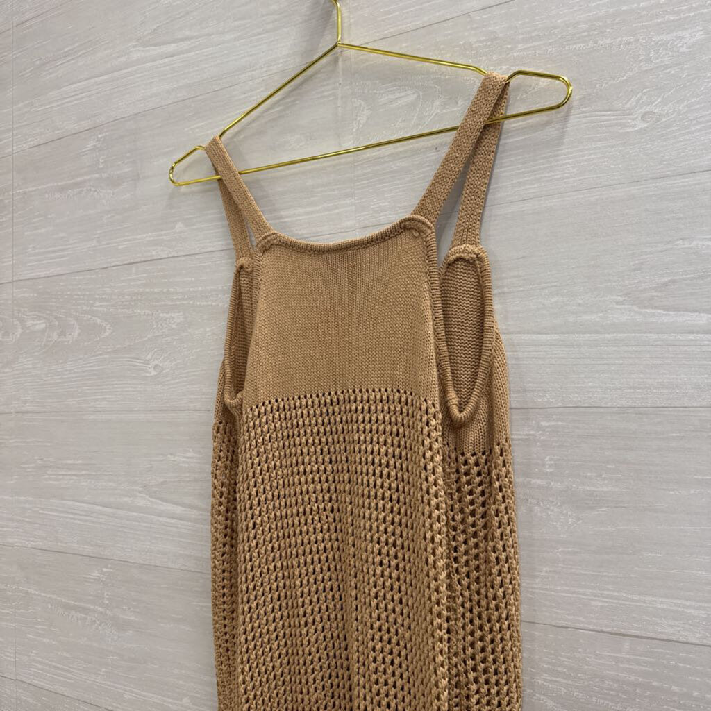 FCT With Love Brown Open Knit Sleeveless Duster Top Medium