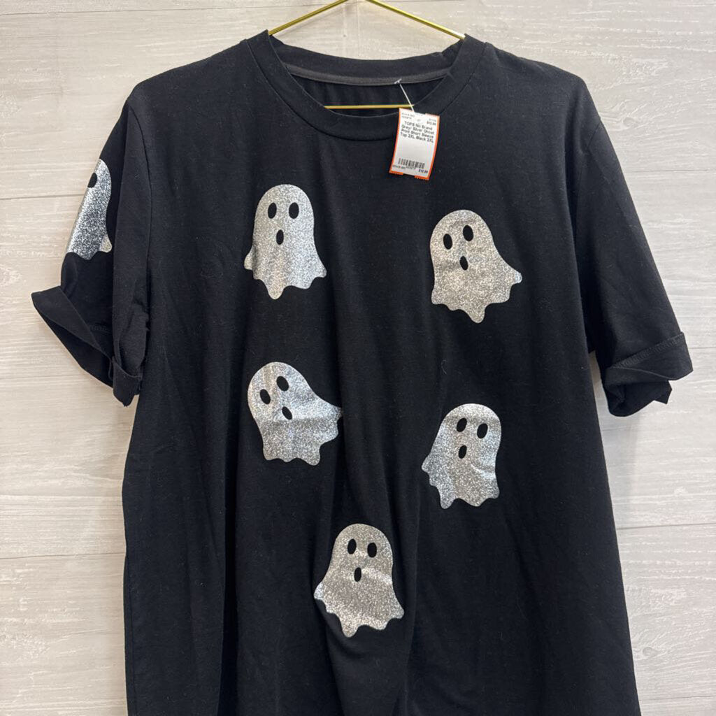 Grey/ Silver Ghost Print Short Sleeve Top 2XL