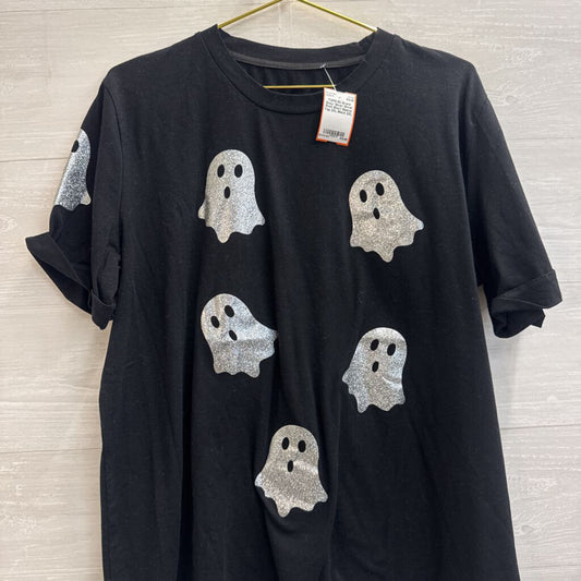 Grey/ Silver Ghost Print Short Sleeve Top 2XL