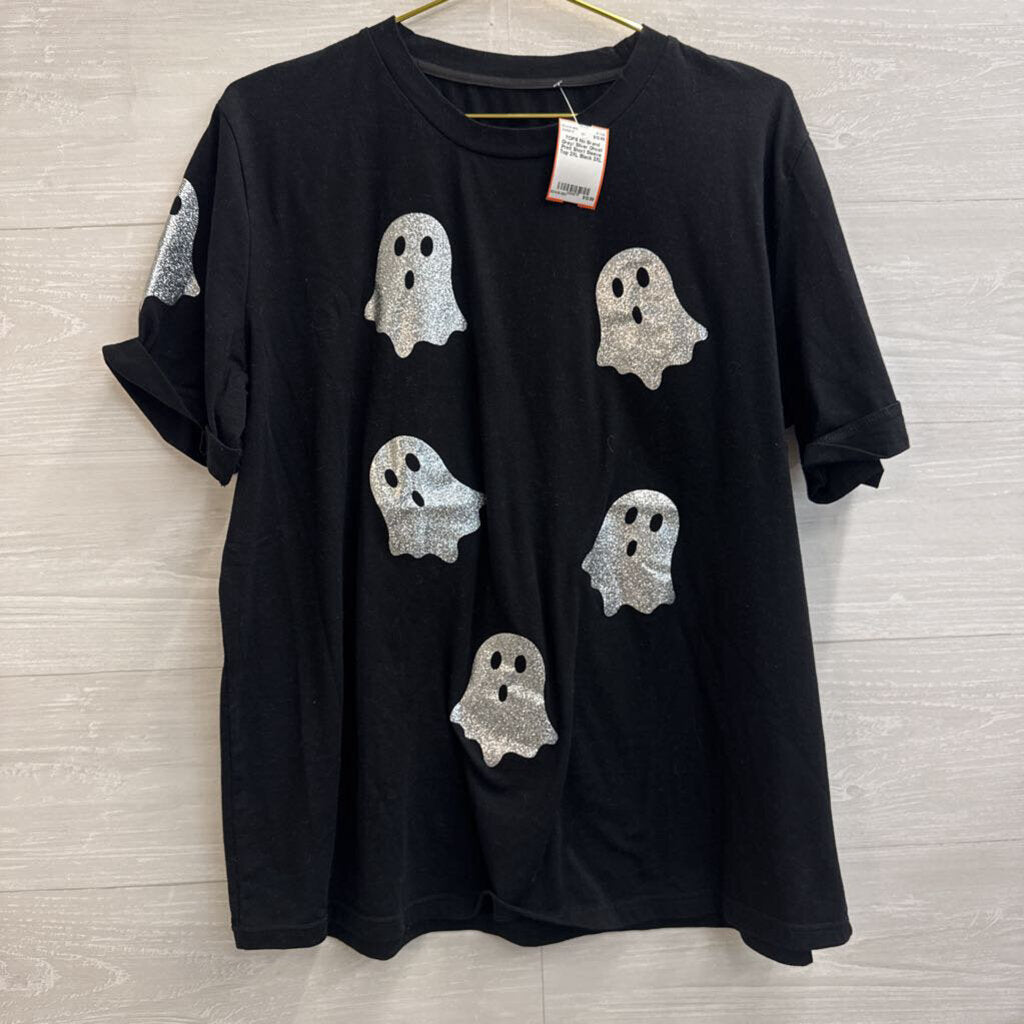 Grey/ Silver Ghost Print Short Sleeve Top 2XL