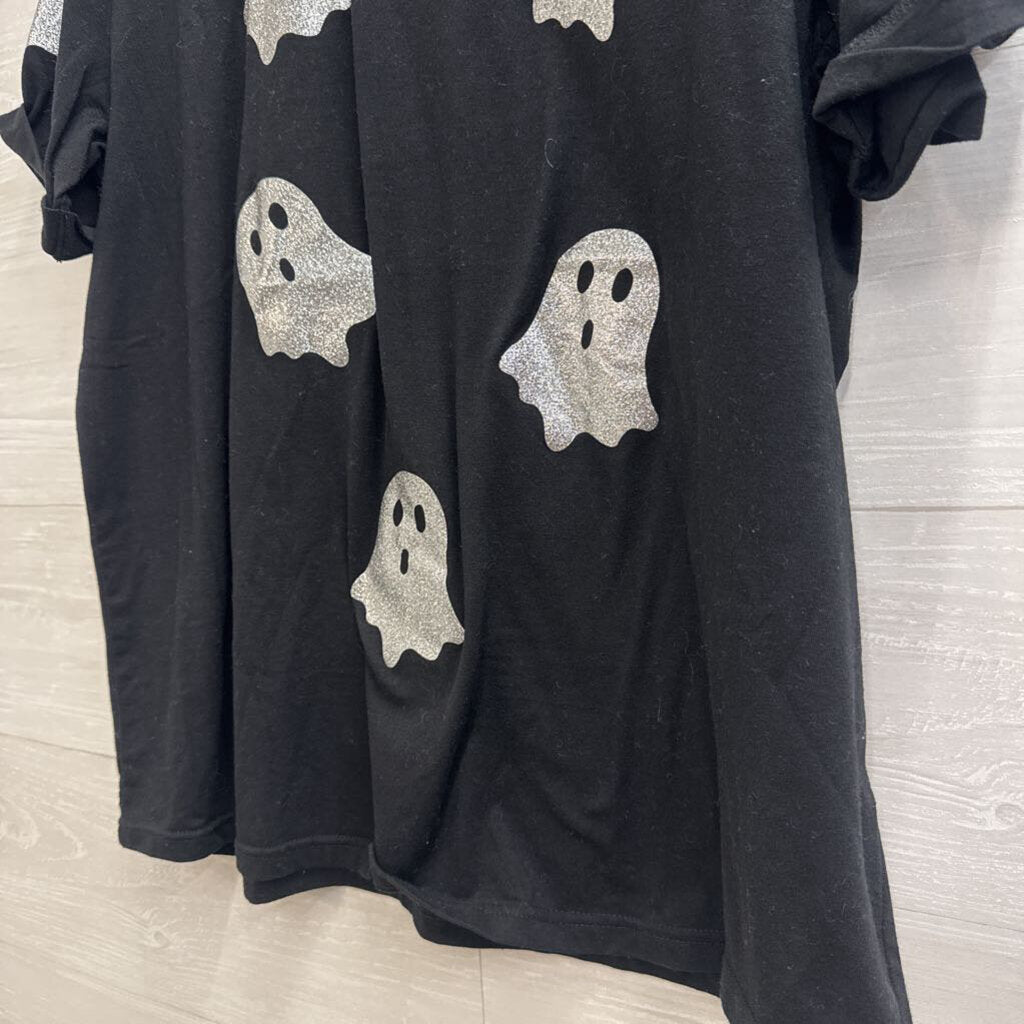 Grey/ Silver Ghost Print Short Sleeve Top 2XL