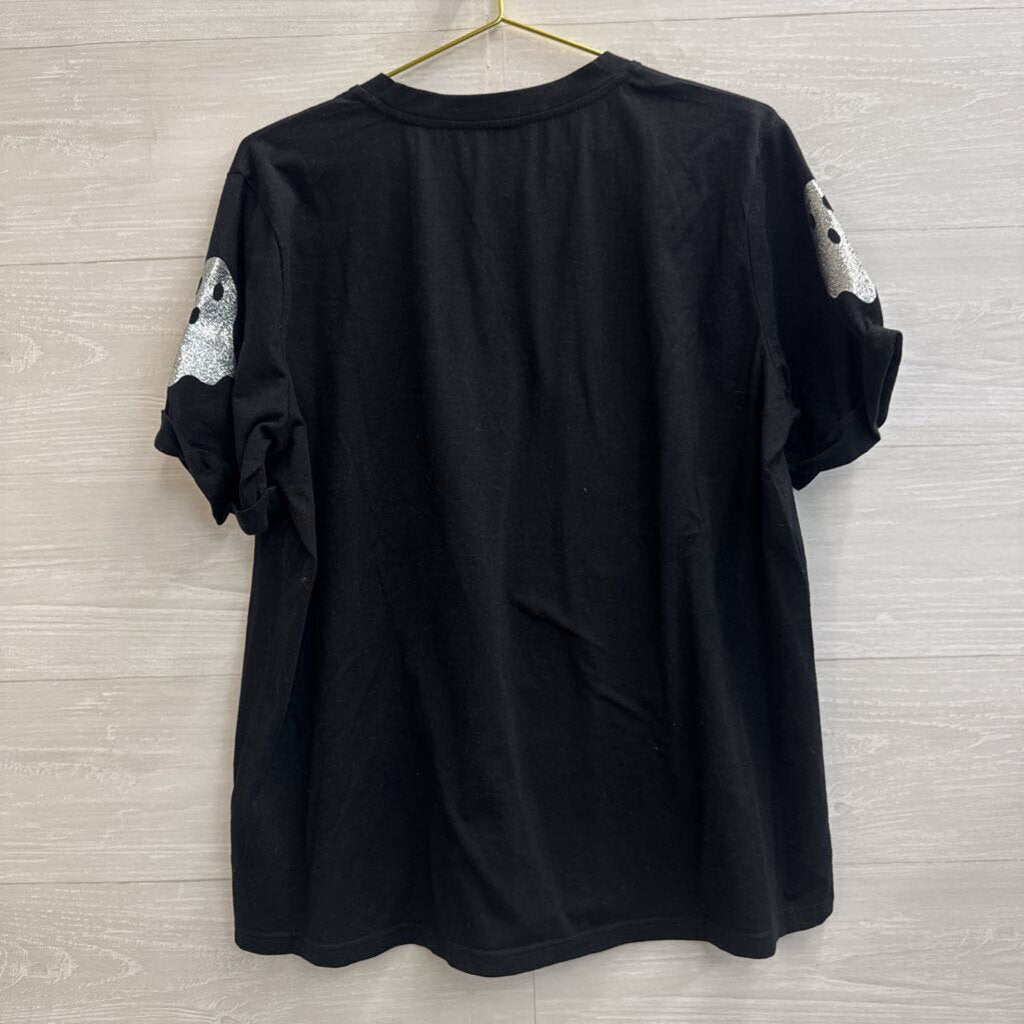 Grey/ Silver Ghost Print Short Sleeve Top 2XL