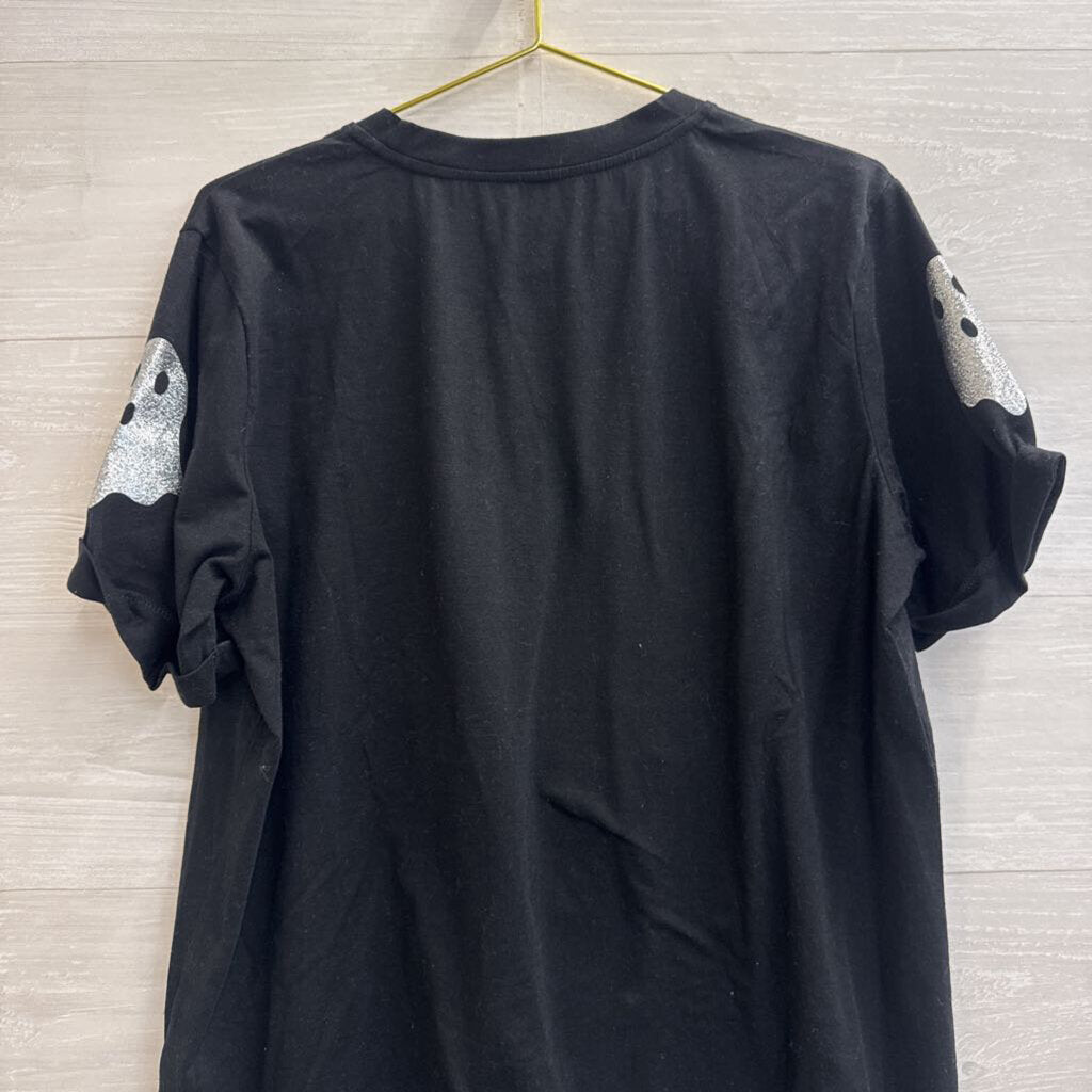 Grey/ Silver Ghost Print Short Sleeve Top 2XL
