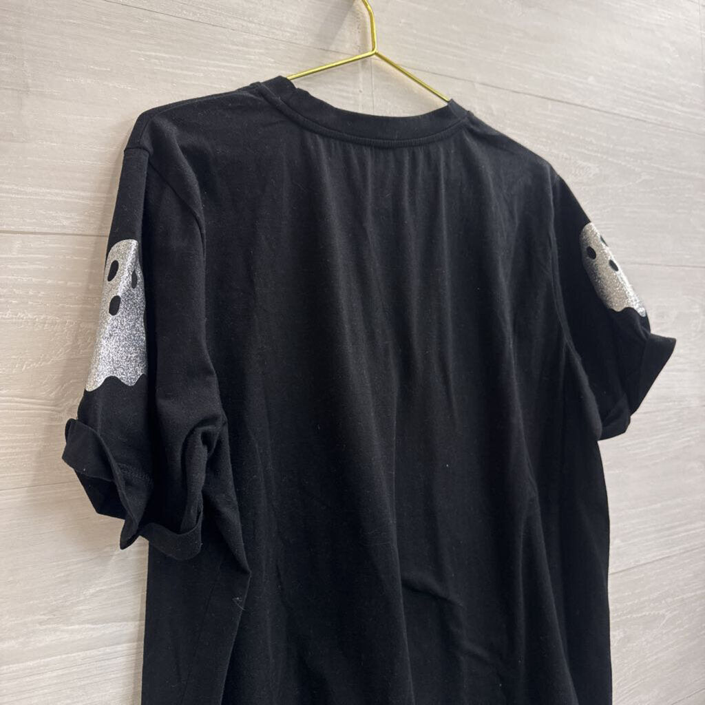 Grey/ Silver Ghost Print Short Sleeve Top 2XL