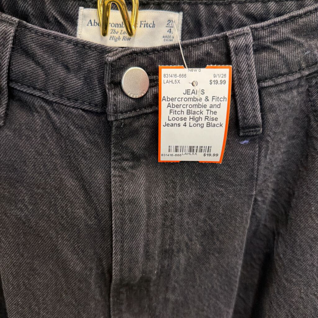 Abercrombie and Fitch Black The Loose High Rise Jeans 4 Long