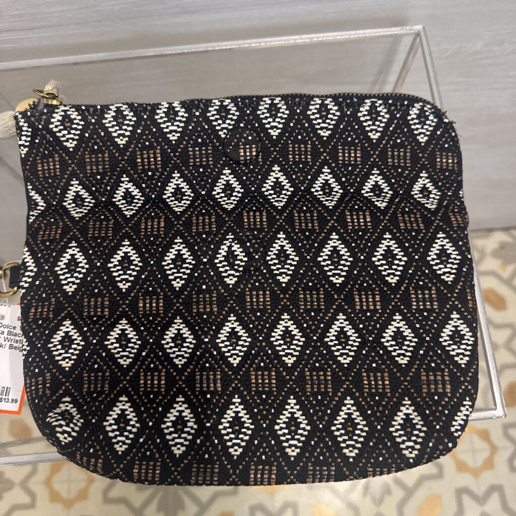 Dolce Vita Black/ Beige Print Wristlet Purse