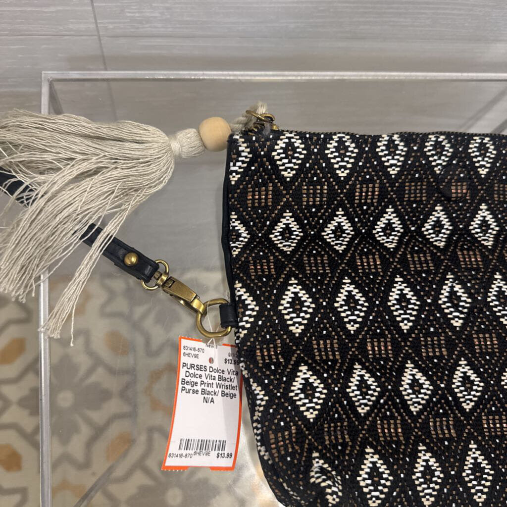Dolce Vita Black/ Beige Print Wristlet Purse