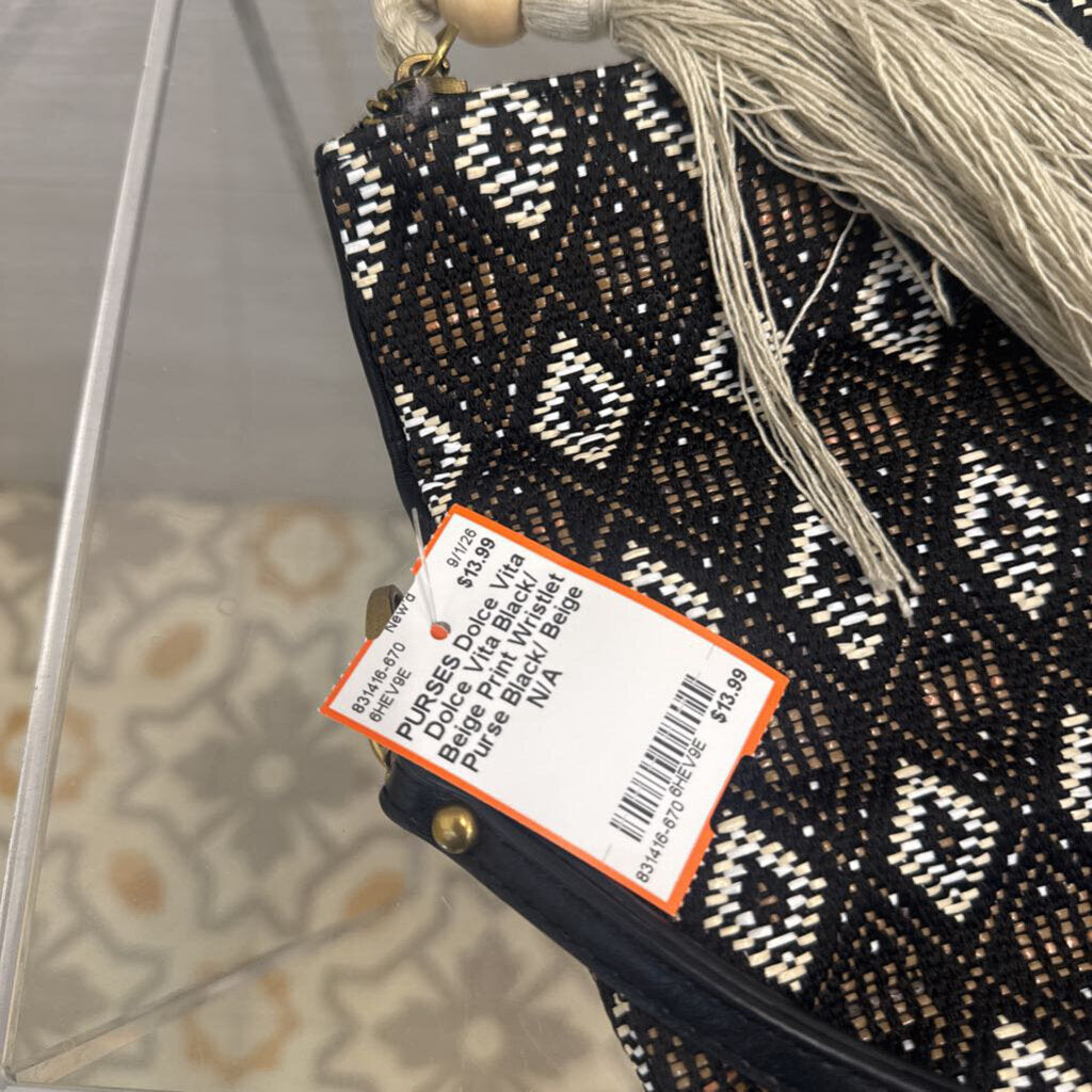Dolce Vita Black/ Beige Print Wristlet Purse