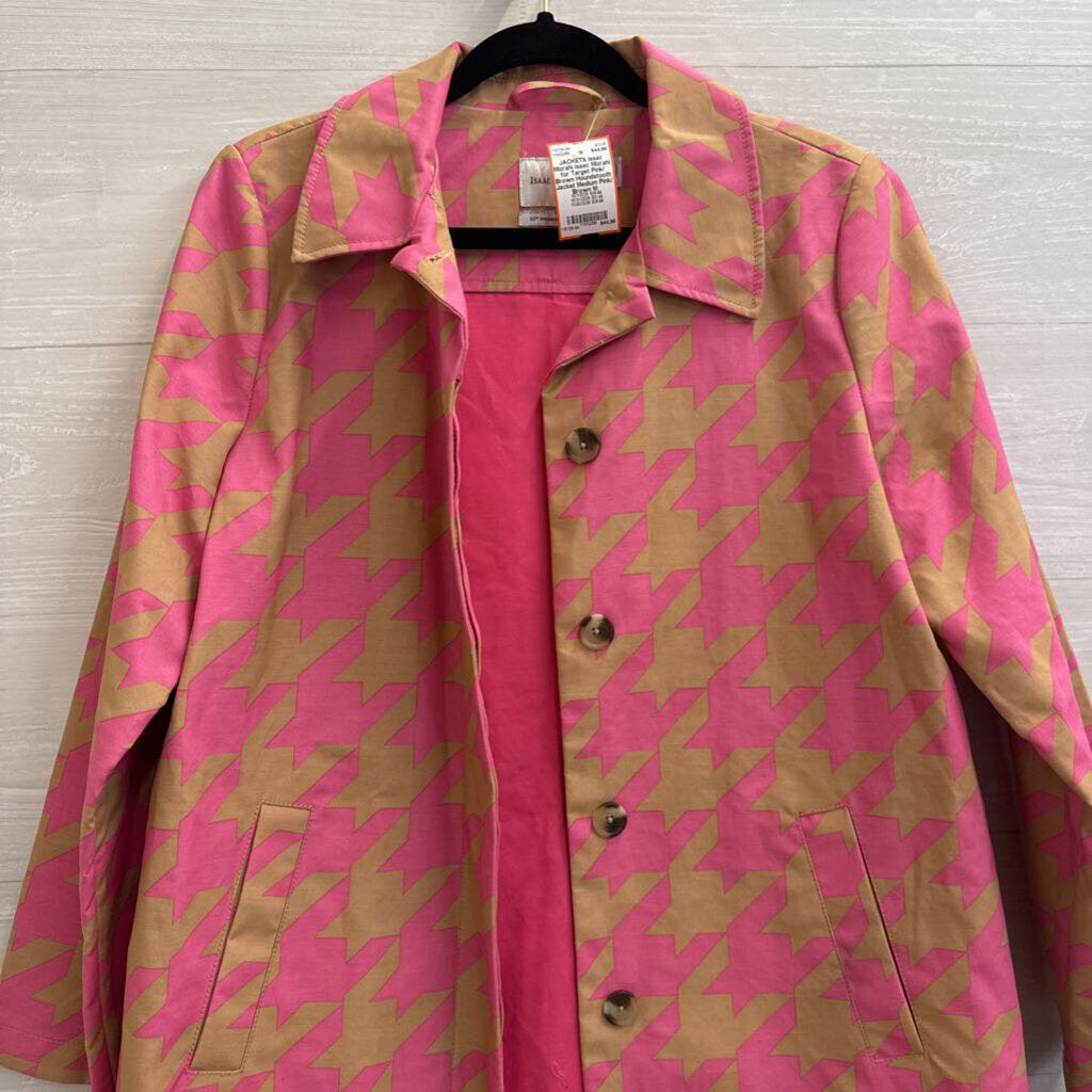Isaac Mizrahi for Target Pink/ Brown Houndstooth Jacket Medium