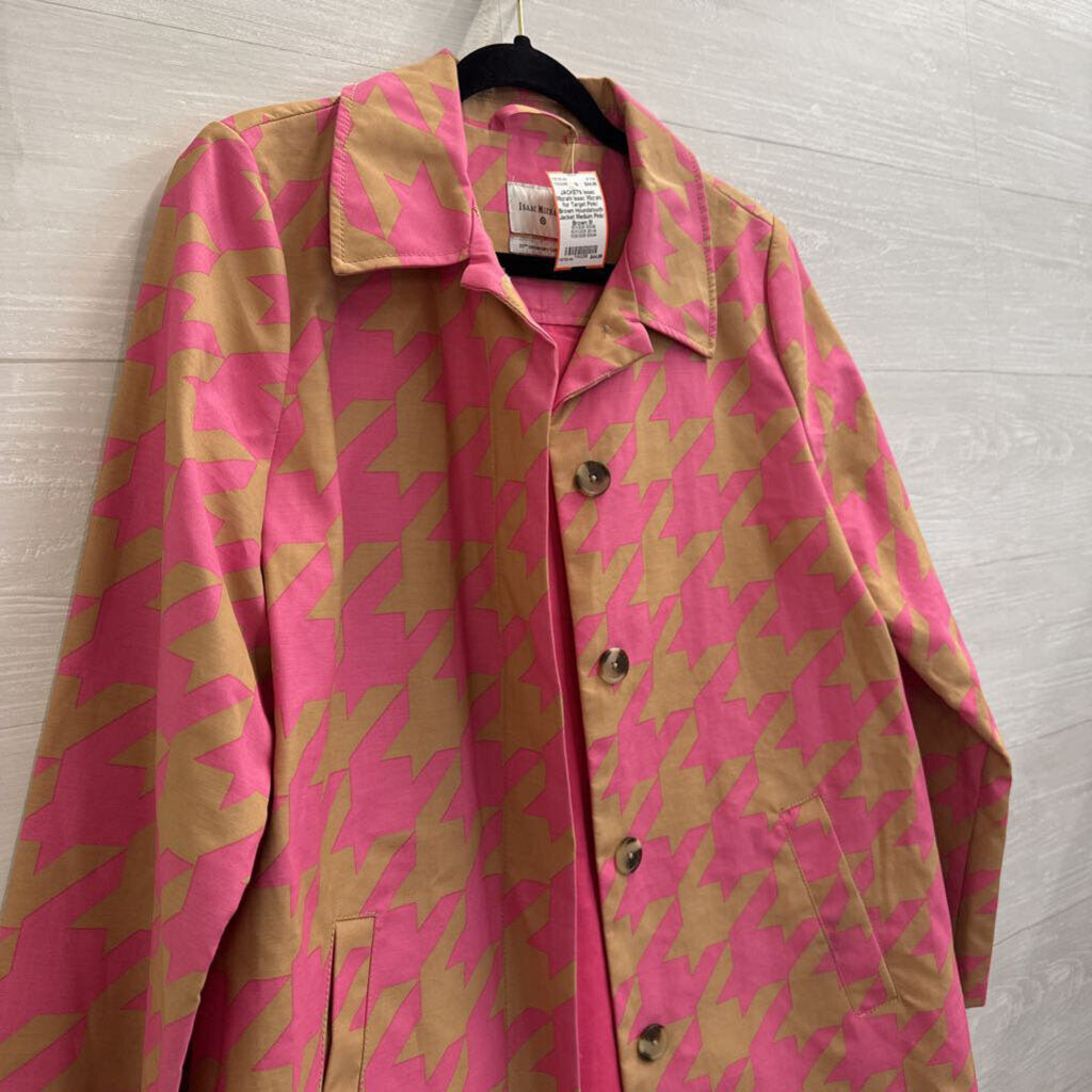 Isaac Mizrahi for Target Pink/ Brown Houndstooth Jacket Medium