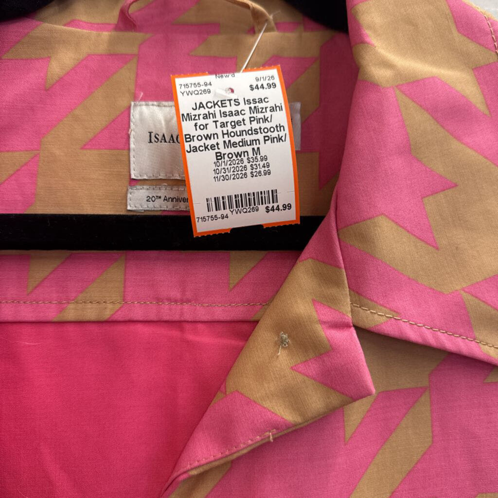 Isaac Mizrahi for Target Pink/ Brown Houndstooth Jacket Medium