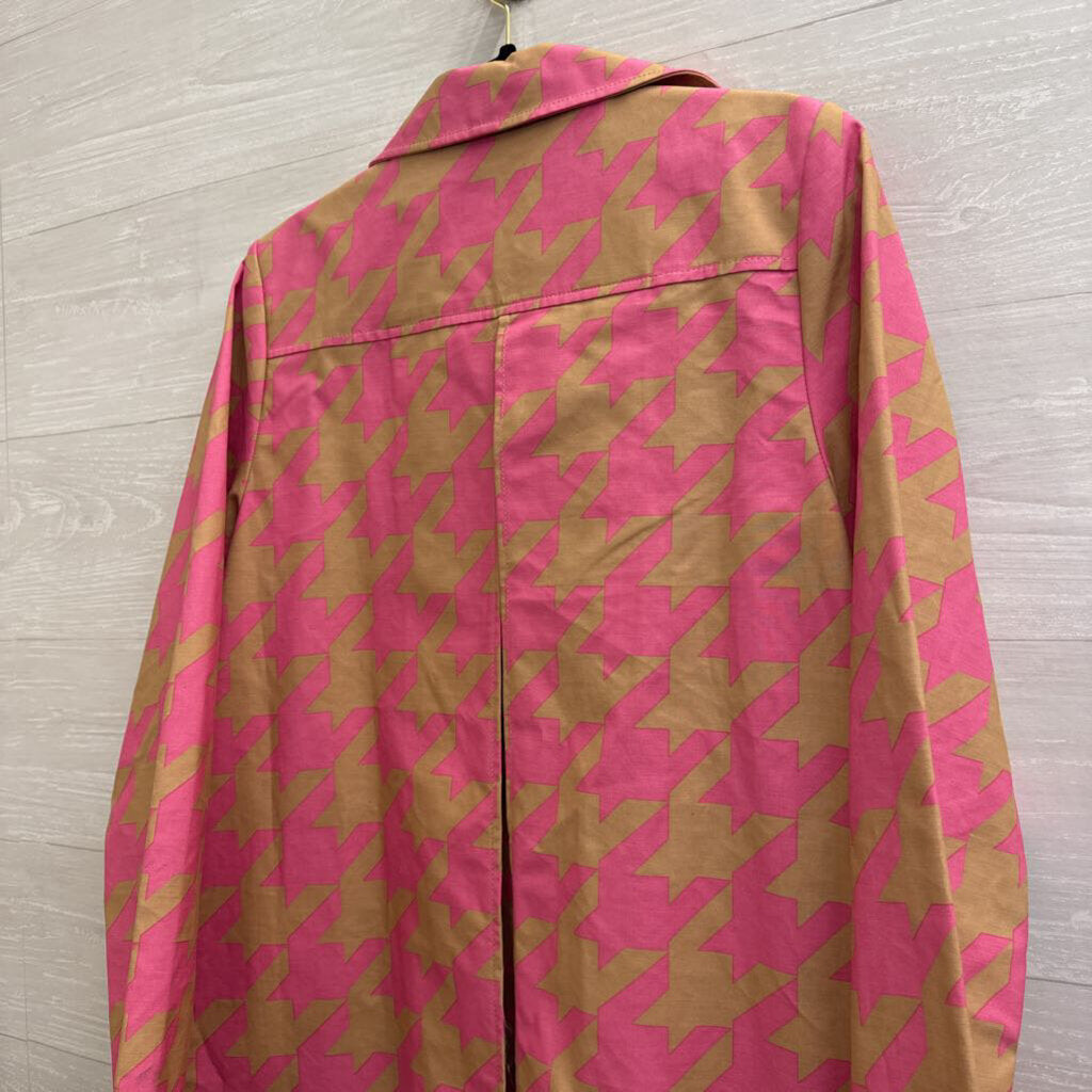 Isaac Mizrahi for Target Pink/ Brown Houndstooth Jacket Medium