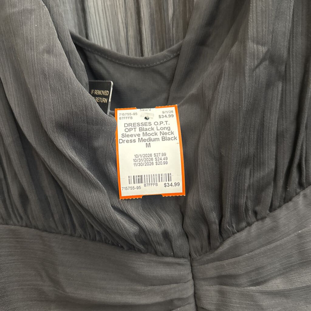 OPT Black Long Sleeve Mock Neck Dress Medium