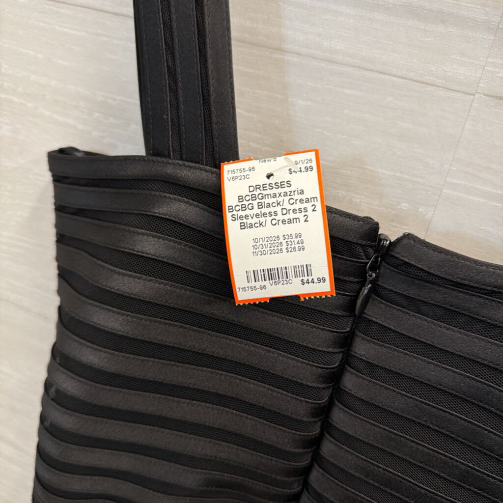 BCBG Black/ Cream Sleeveless Dress 2