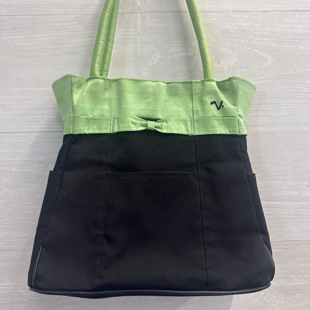 Claire V Black/ Green Shoulder Purse