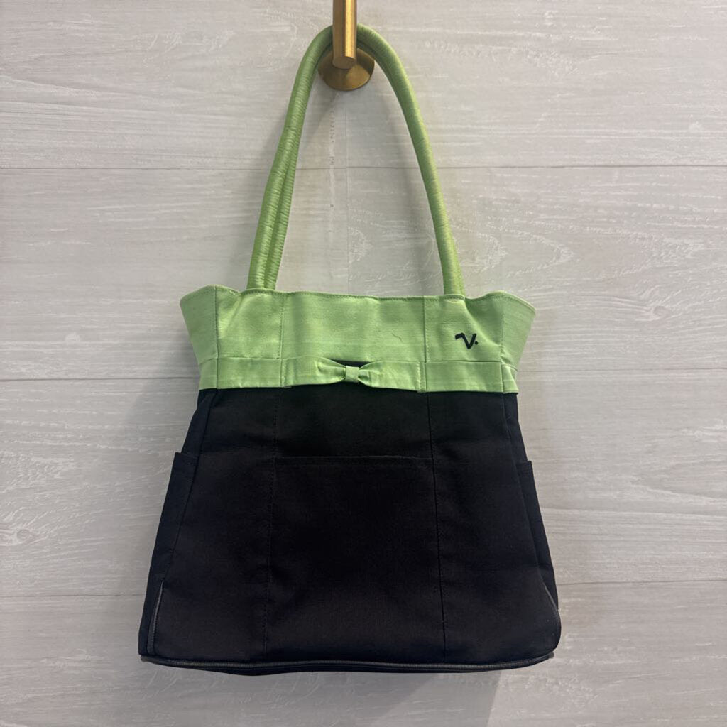 Claire V Black/ Green Shoulder Purse