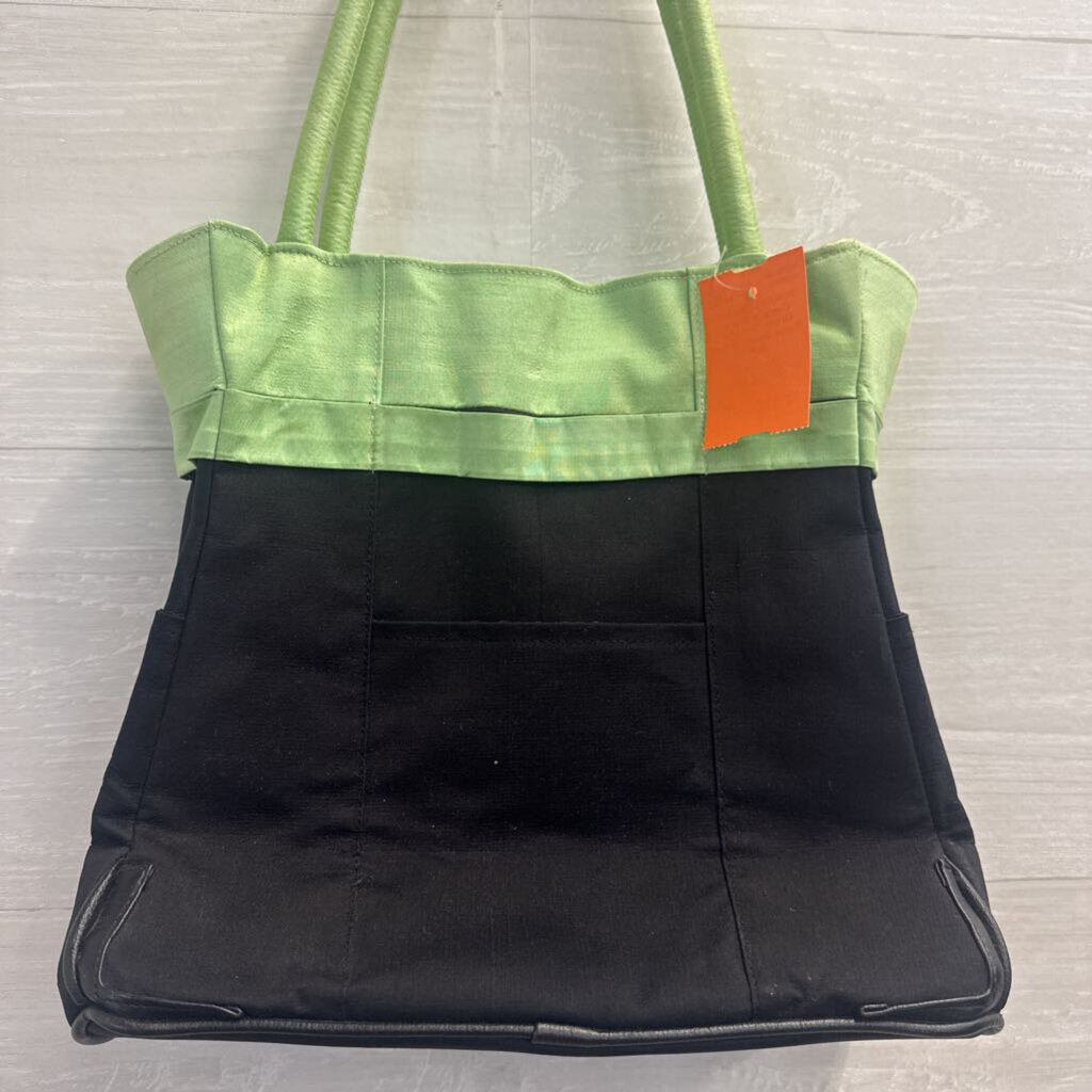 Claire V Black/ Green Shoulder Purse