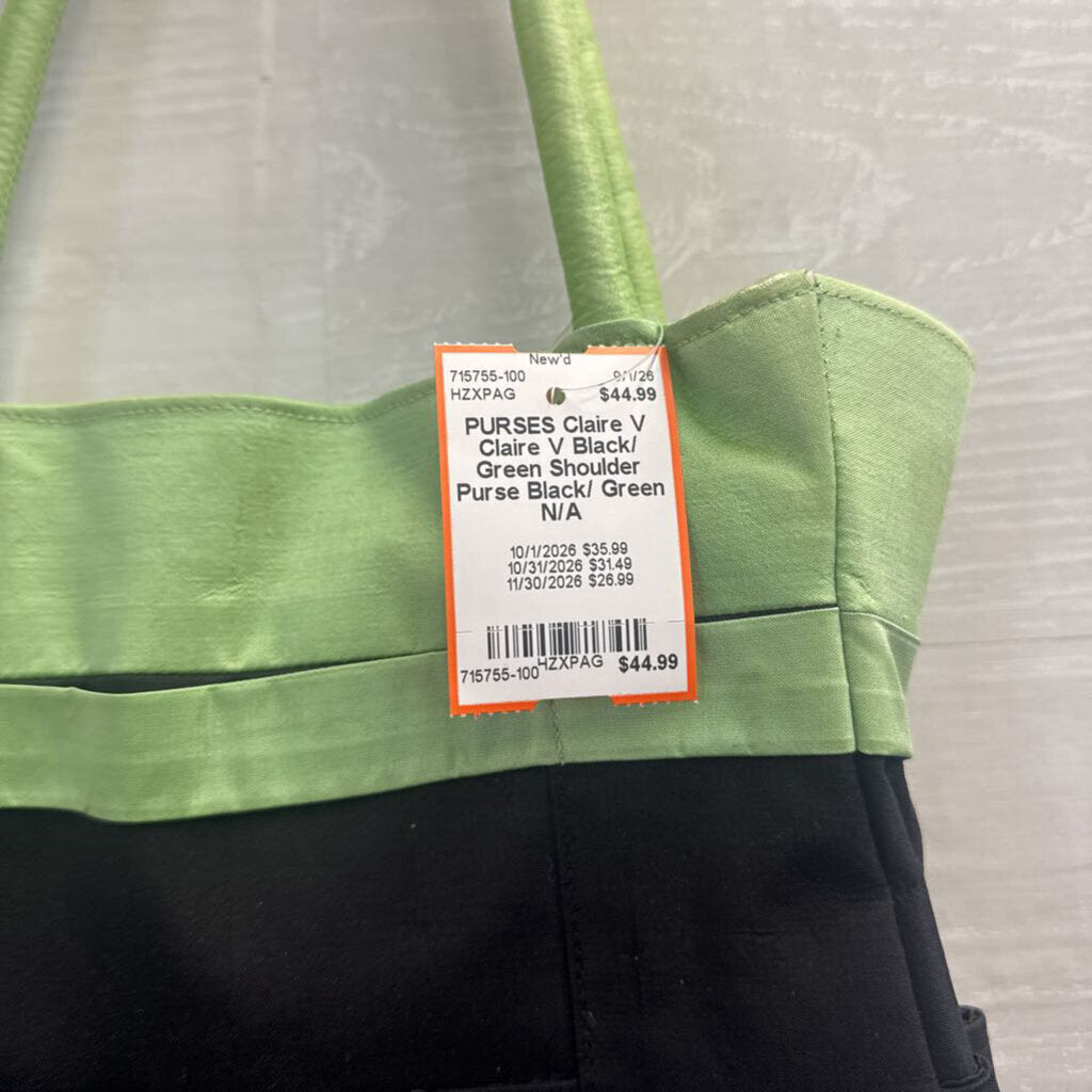 Claire V Black/ Green Shoulder Purse