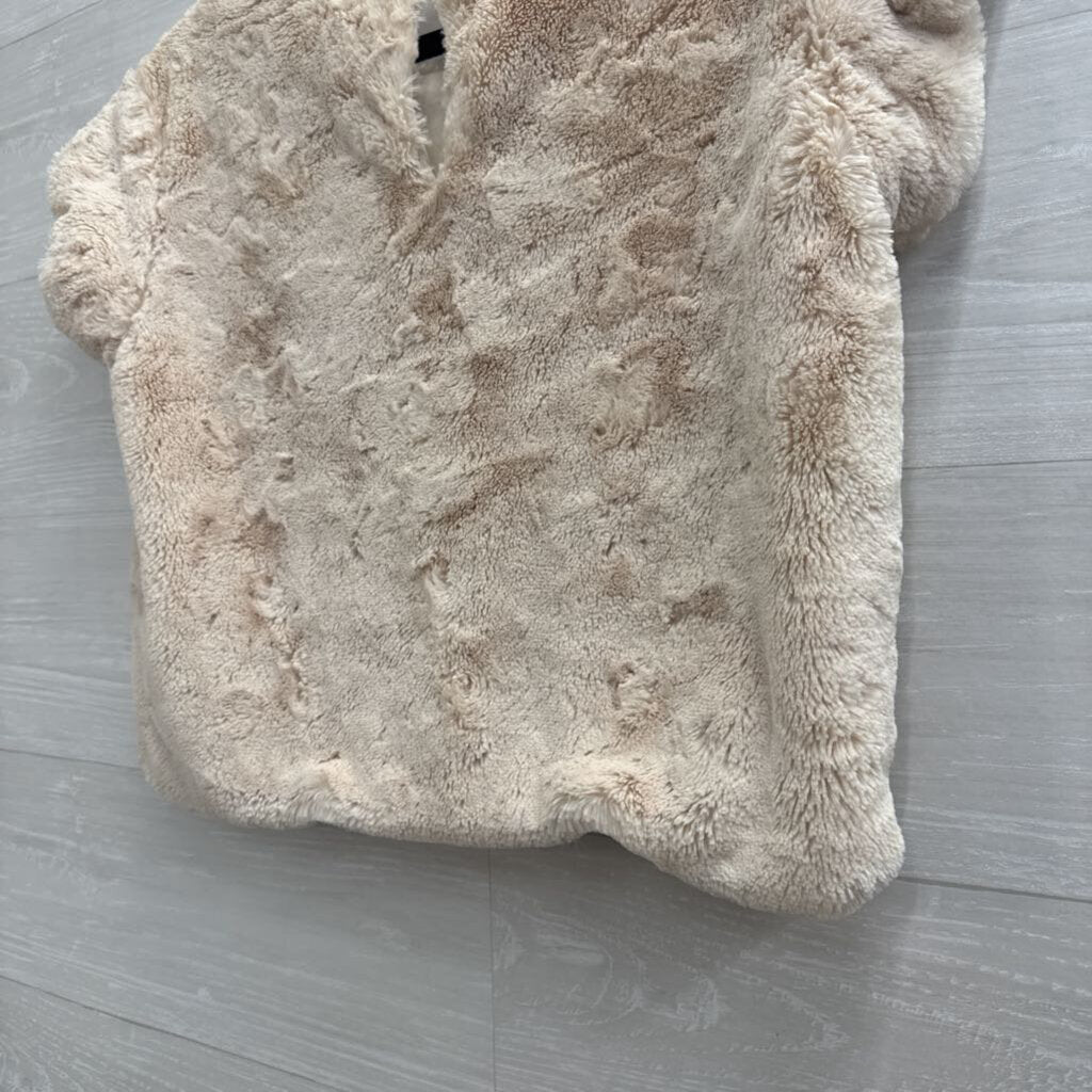 Maeve Cream Faux Fur Short Sleeve Top XXS